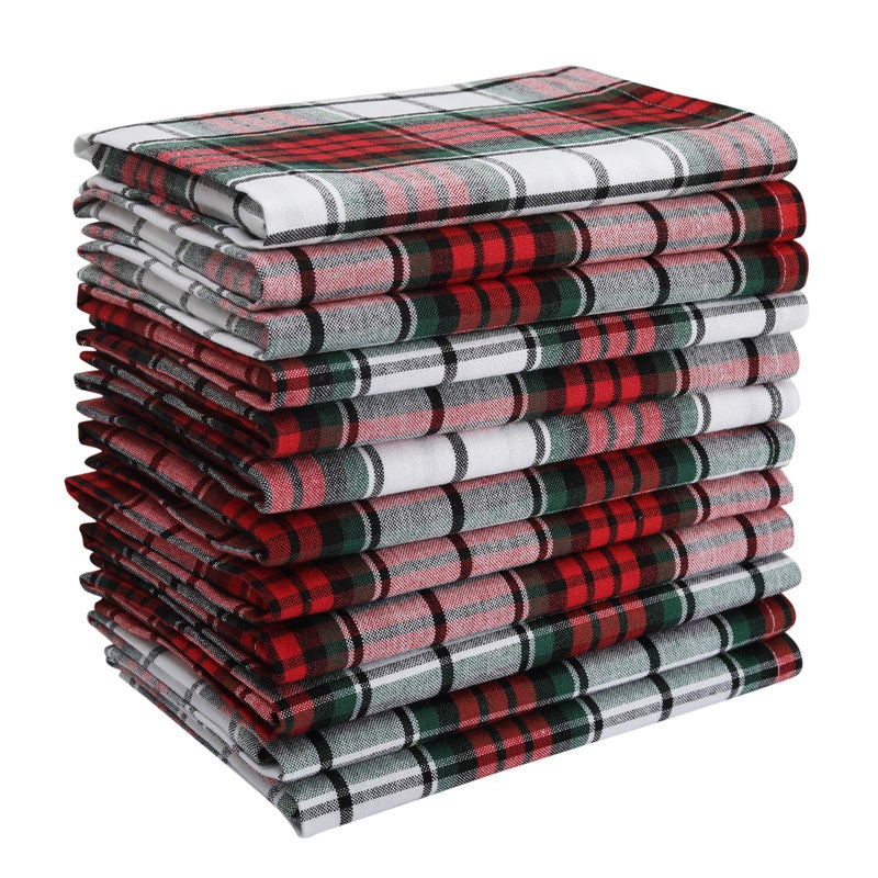 DG Collections مناديل عشاء DG Collections، 100% قطن، مناديل مطبخ كبيرة الحجم، مجموعة من 12 قطعة (19 × 19 بوصة) مناديل مربعة حمراء/بيضاء/خضراء لعيد الميلاد وعيد الشكر - Image 1